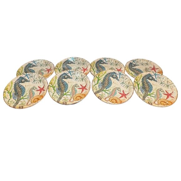 Pier 1 Imports Set of 8 Melamine 9" Lunch Salad Plates - Spikey the Seahorse - Picture 2 of 9